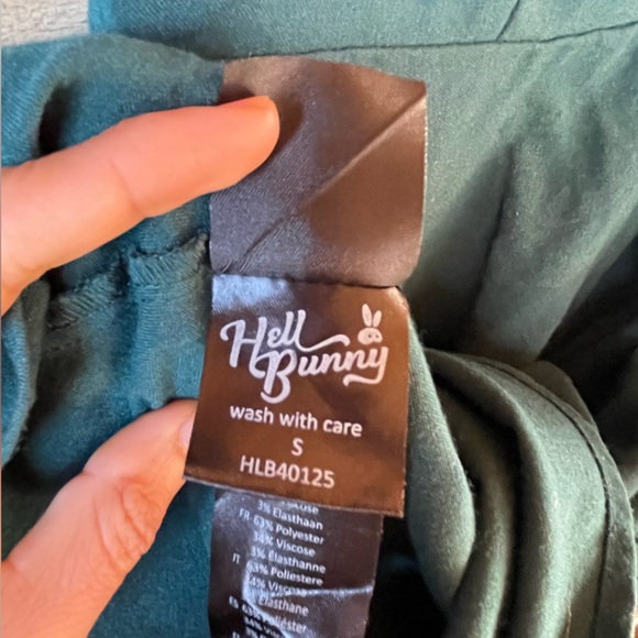 Hell Bunny Green Fit & Flare Dress Plaid Trim Pockets UK 10 / S - Picture 8 of 13